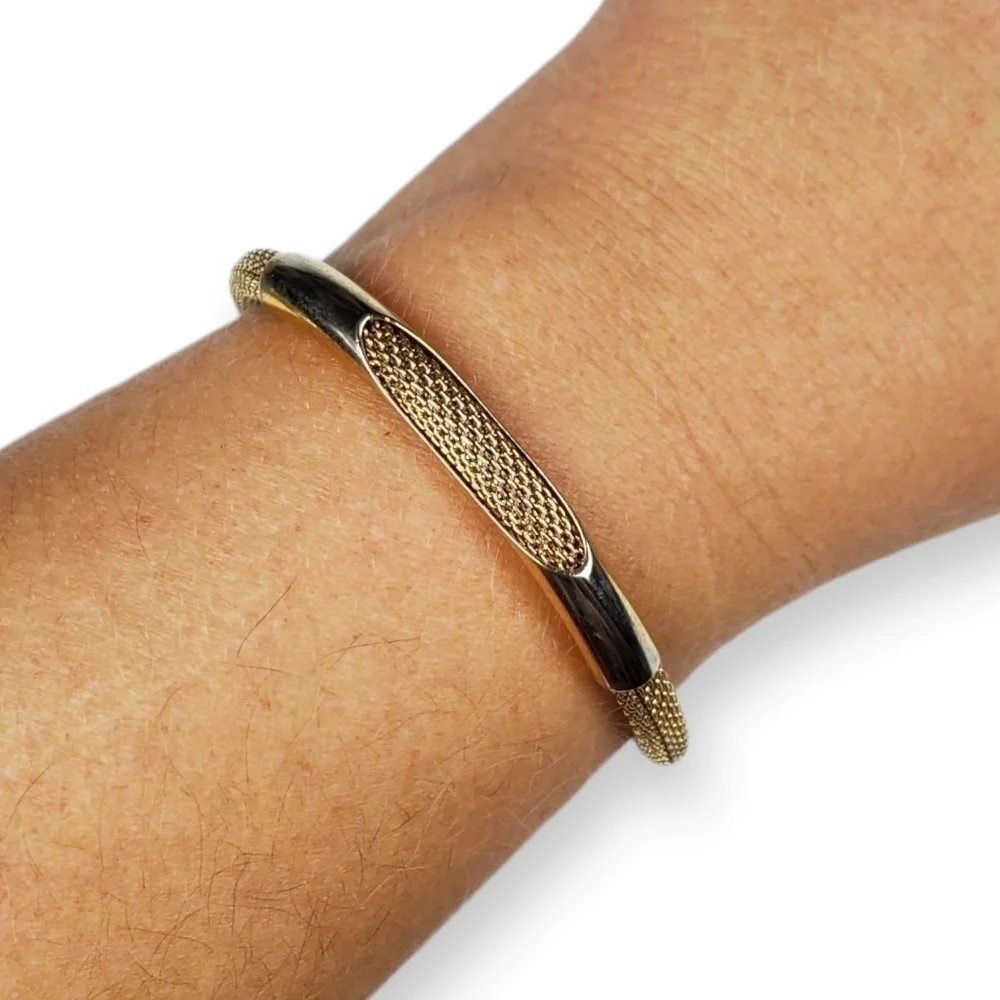 Vintage Chain Mesh Bracelet Avon 1979 Shimmering Cord Gold Plated 70s ~7